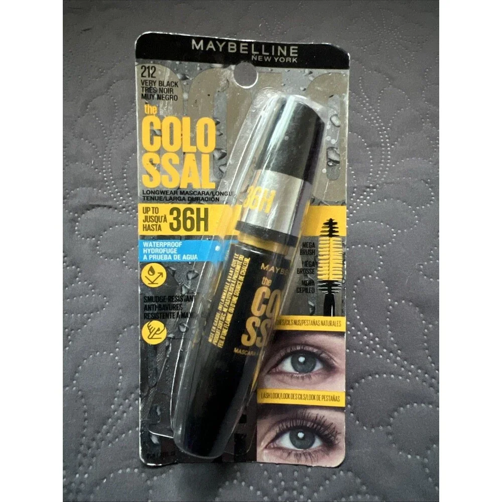 Maybelline Colossal Mascara Up To 36 Hour Waterproof #212 Very Black Eyes Makeup